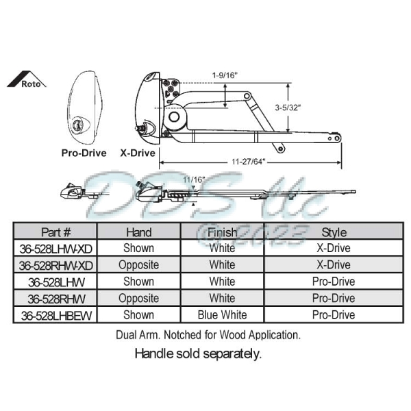 Sill Mounted Casement Operator 36-528RHW 1