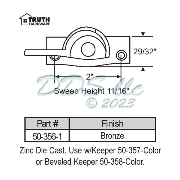 Sweep and Sash lock 50-356-1 1