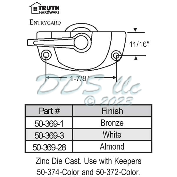 Sweep and Sash lock 50-369-3 1