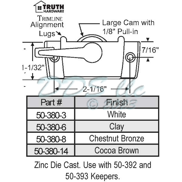 Window Sash Lock with Alignment Lugs 50-380-3 1