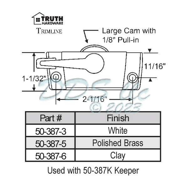 Sweep and Sash lock 50-387-6 1