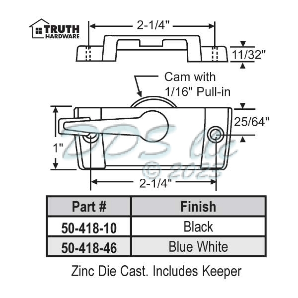 Sweep and Sash lock 50-418-10 1