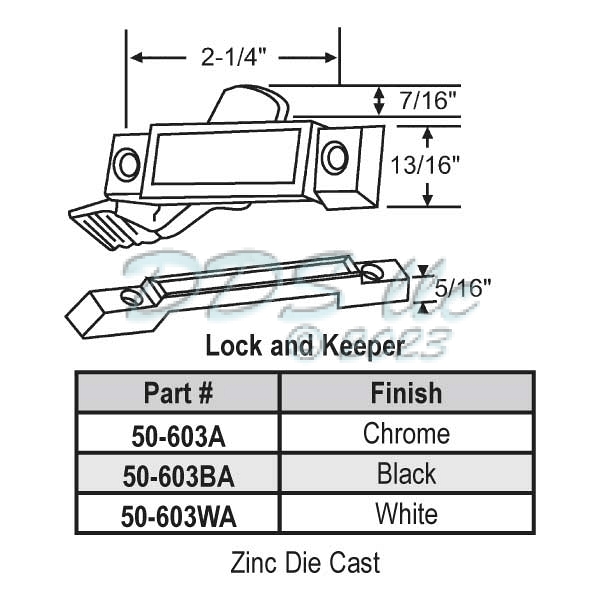 Sweep and Sash lock 50-603WA 1