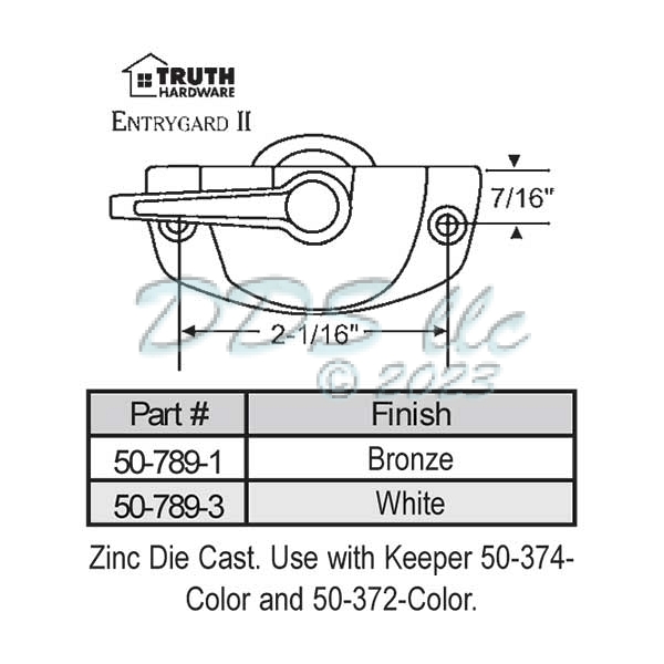 Sweep and Sash lock 50-789-1 1