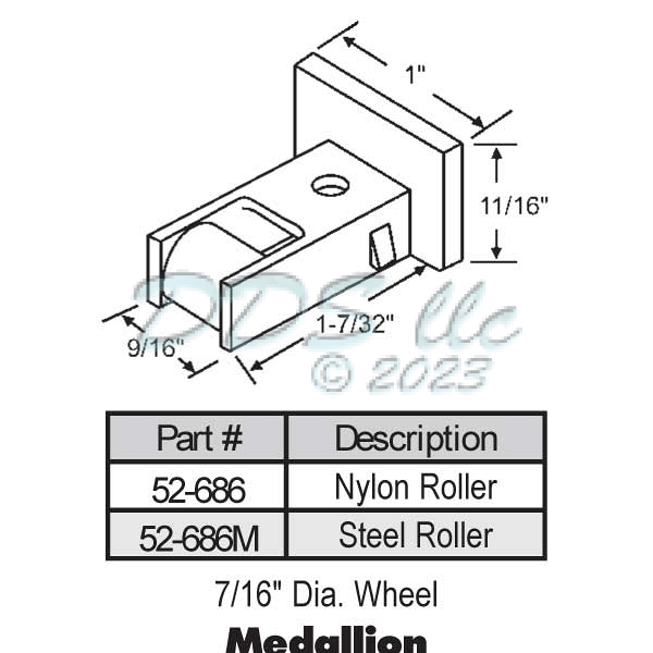Sliding Window Roller 52-686 1