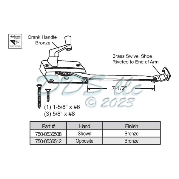 Sill Mounted Casement Operator 750-0536512 1