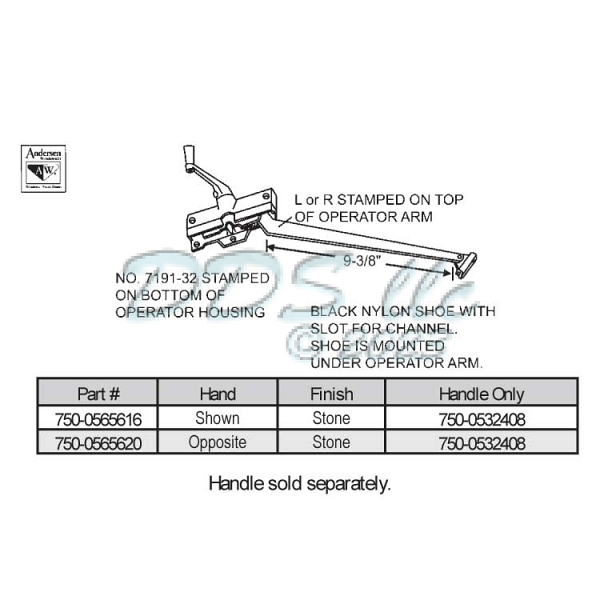 Sill Mounted Casement Operators 750-0565620 1