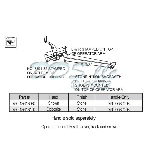 Sill Mounted Casement Operator 750-1361308C 1