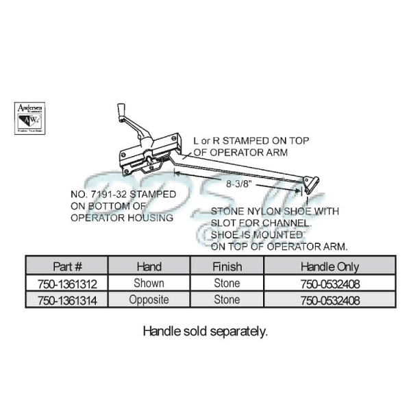 Sill Mounted Casement Operator 750-1361312 1