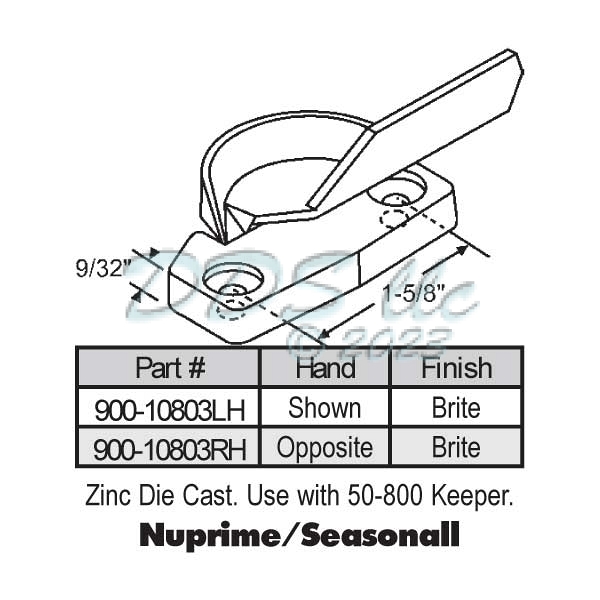 Sweep and Sash locks 900-10803RH 1