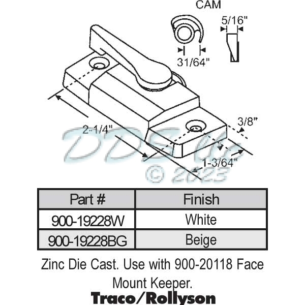 Sweep and Sash lock 900-19228BG 1