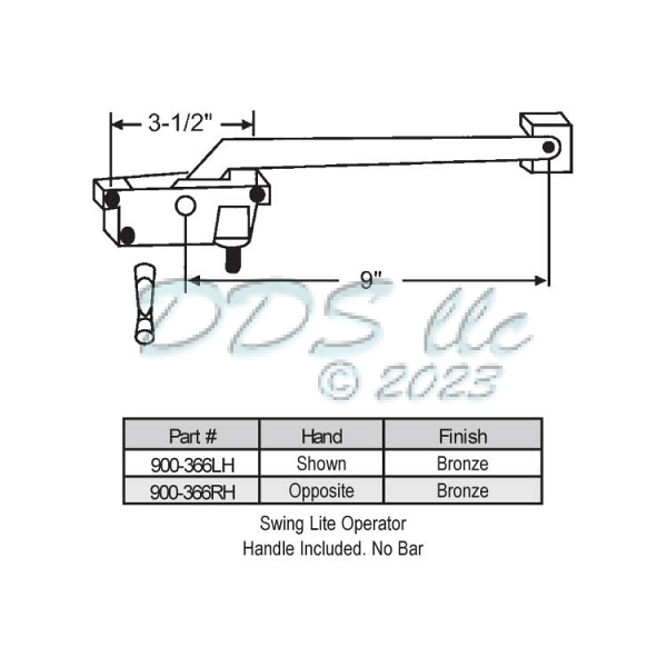 Sill Mounted Casement Operator 900-366LH 1